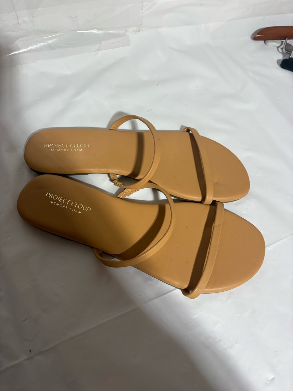 Project Cloud Women's Tan Strappy Slide Sandals